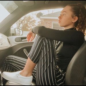 brandy melville navy striped pants